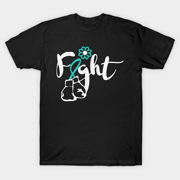 Fight Faith Hope Cure Support PCOS Awareness Teal Ribbon Warrior T-Shirt by celsaclaudio506